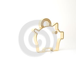 Gold Piggy bank icon isolated on white background. Icon saving or accumulation of money, investment. 3d illustration 3D