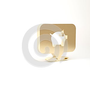 Gold Piggy bank icon isolated on white background. Icon saving or accumulation of money, investment. 3d illustration 3D