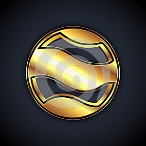 Gold Planet icon isolated on black background. Vector