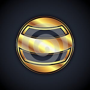 Gold Planet icon isolated on black background. Vector