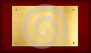 Gold plaque on red background