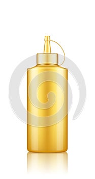 Gold plastic squeeze mustard bottle with cap mockup