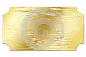 Gold plate. Vector metal plaque made of gold. Brushed old gold board
