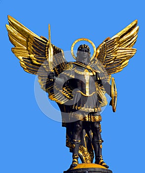 Gold plated bronze statue of Archangel Michael Saint patron of Kiev