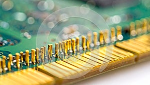 Gold-Plated Contacts on a Computer RAM Module