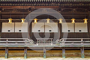 Gold Lanterns Hanging from Temple Building photo