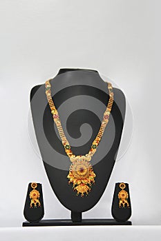 Gold plated necklace and earring set