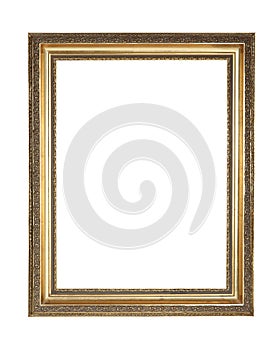 Gold plated wooden frame with clipping path