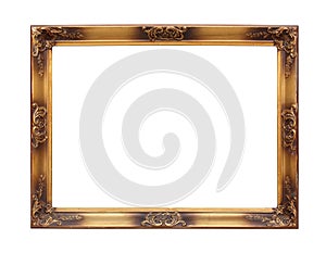 Gold plated wooden frame with clipping path