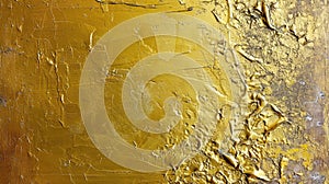 Gold plating texture background. Painted gold on the wall. Copy space. Horizontal format