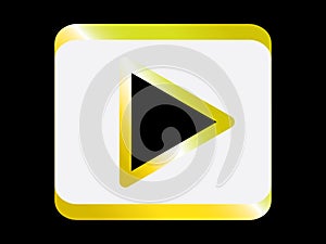 Gold play button icon vector