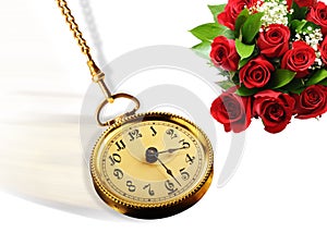 Gold Pocket Watch and Roses