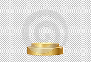 Gold  podium or  showcase to place products  isolate on png or transparent  background for new product, promotion, advertising,