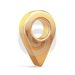 Gold Pointer Icon, Location symbol. Gps, travel, navigation, place position concept