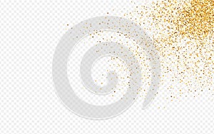 Gold Polka Bright Transparent Background. Shiny