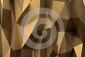 Gold polygonal surface waving. Semless loop 3D render. Abstract have light . Low poly geometric modern gold background.vector
