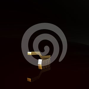 Gold Pool table brush icon isolated on brown background. Biliard table brush. Minimalism concept. 3d illustration 3D