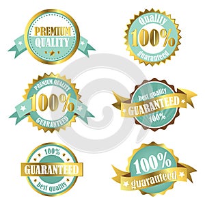 Gold premium quality guarantee labels photo