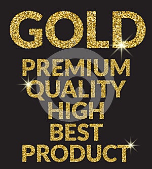 Gold Premium Words letters for product. Gold, premium. high best product gplden words signs. Luxury design