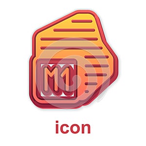 Gold Processor icon isolated on white background. CPU, central processing unit, microchip, microcircuit, computer