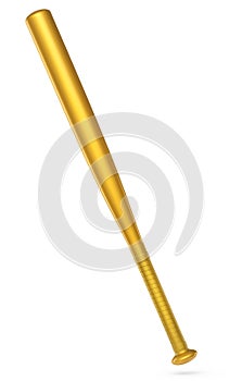 Gold professional softball or baseball bat isolated on white background.