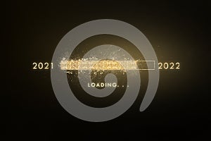 Gold progress bar Loading new year to 2022 photo