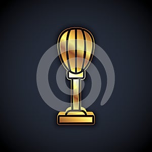 Gold Punching bag icon isolated on black background. Vector