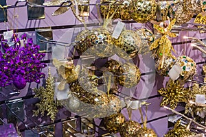 Gold and purple Glitter Sequin  Balls