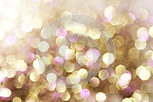 Gold and purple and red abstract bokeh lights, defocused background