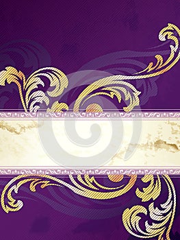 Gold and purple vertical Victorian banner