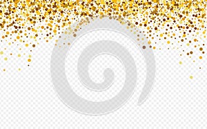 Gold Rain Bright Transparent Background. Rich Dot