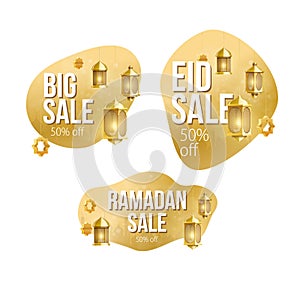Gold ramadan kareem background place for text sale banner