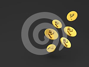 Gold rate decreased in india, indian rupees floating in air gold with rupees icon 3d render illustration Image indian rupee symbol