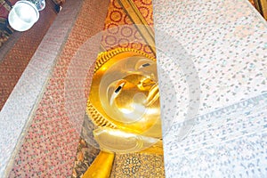 Gold reclining buddha at wat Pho Bangkok,Thailand