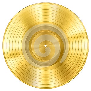 Gold record music disc award isolated on white