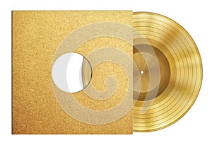 Gold record music disc award in sleeve