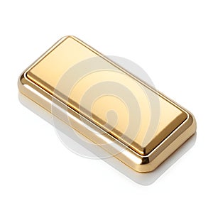 Gold rectangle button isolated photo