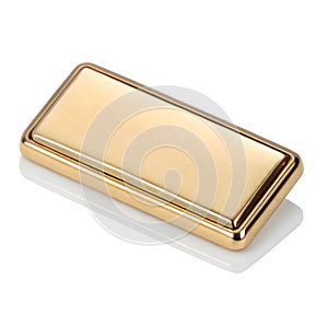 Gold rectangle button isolated photo