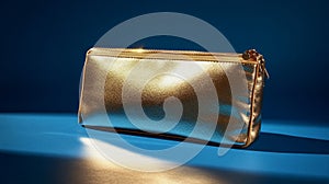 Gold Rectangular Pencil Case With Zipper