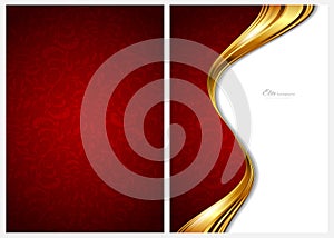 Gold and red abstract background, front and back
