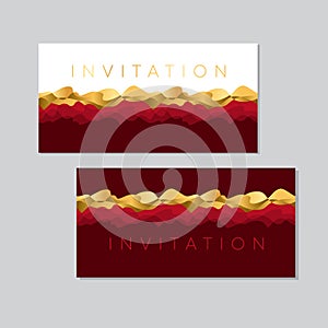 Gold and red abstract wave design element