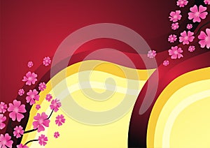 Gold and Red Background with flower