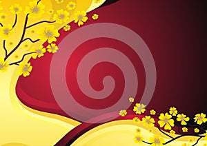 Gold and Red Background with flower