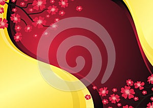 Gold and Red Background with flower