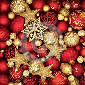 Gold and Red Bauble Decorations