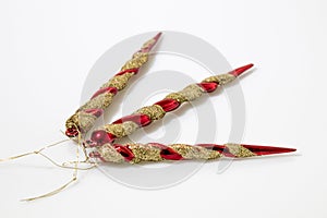 Gold and red christamas decorations