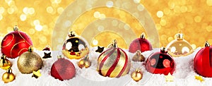 gold and red christmas balls long frame