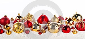 gold and red christmas balls long frame