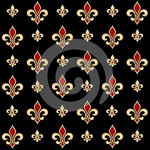 Gold and  Red Fleur de lis pattern