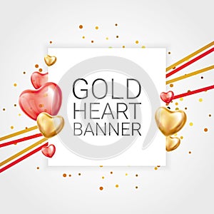 Gold red heart banner